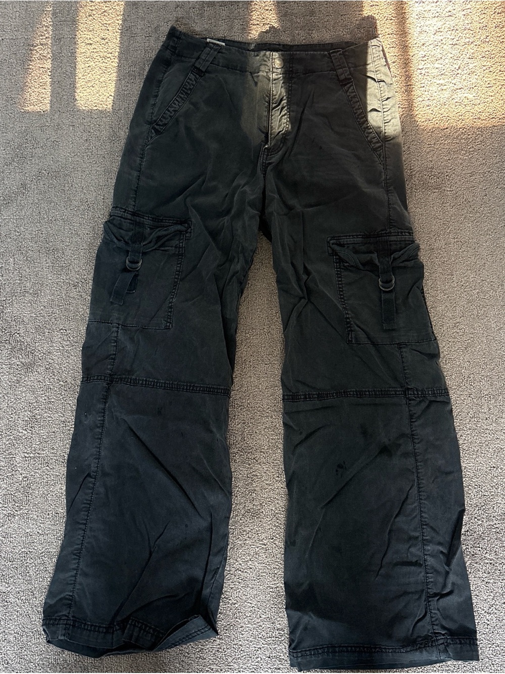 American Eagle Outfitters Black Wide-Leg Cargo Trousers